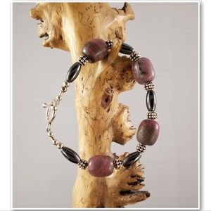 Sterling, Rhodonite and Hematite Bracelet